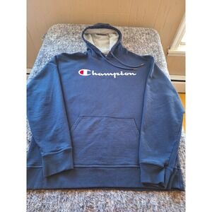 Champion Mens XL‎ Navy Blue Spell out Pullover Hoodie Sweatshirt Street Wear